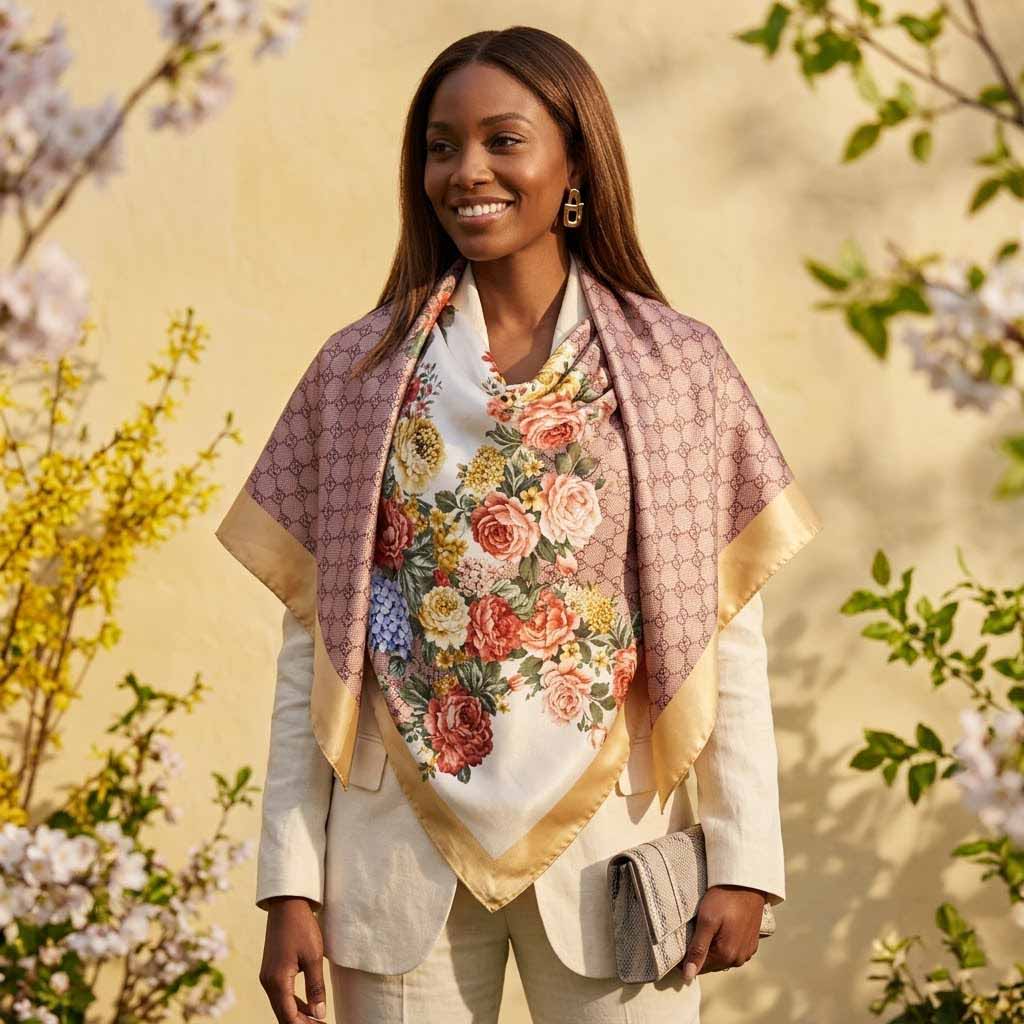 GG Floral Printed Women Scarf